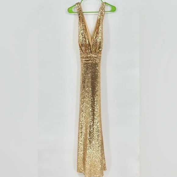 REVELRY Dylan Gold Sequin Dress - Picture 3 of 11